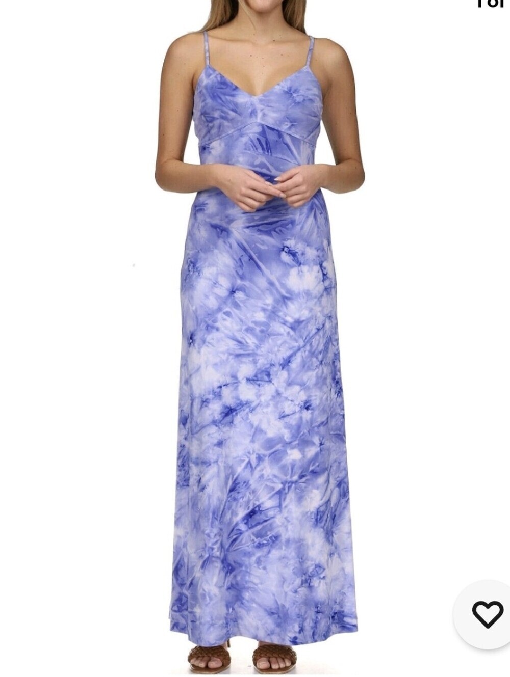 MICHAEL Michael Kors Blue Tie-Dye Maxi Spaghetti Strap Dress Size Small